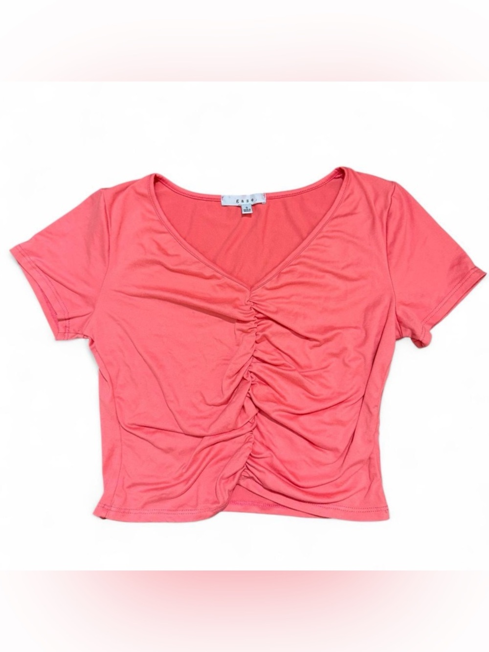 Ruched Coral Crop Top Size Small